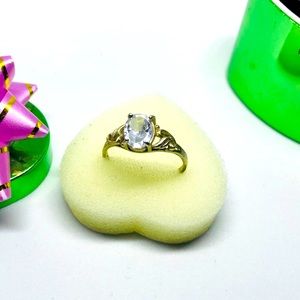 Birthstone CZ 925 Stamped Vintage Deadstock Ring 90s Y2K Unique Beautiful Rare